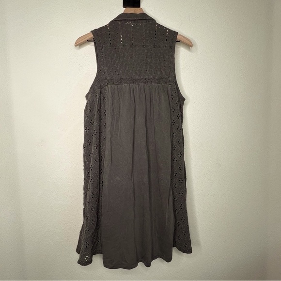 Lucky Brand Collared Tiered Dress in Raven/ brown-gray, size S NWT - Picture 5 of 12